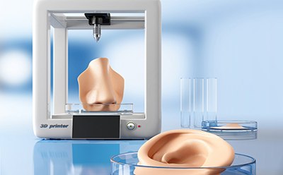 Bioprinting 3D 바이오프린팅을 통해 제조된 인간의 귀와 코를 이용한 조직 엔지니어링 도식