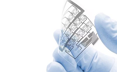 Flexible organic electronics Organic integrated circuit printed on thin plastic film