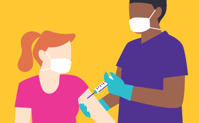 A doctor giving a patient a shot. A doctor giving a patient a shot.