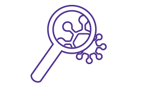 A purple outline of a magnifying glass zooming in on a circuit-like pattern, symbolizing analysis or inspection of technology. A purple outline of a magnifying glass zooming in on a circuit-like pattern, symbolizing analysis or inspection of technology.