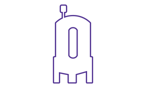 A simplistic purple line drawing of a stylized robot with a rectangular body, two legs, and an antenna on top. A simplistic purple line drawing of a stylized robot with a rectangular body, two legs, and an antenna on top.