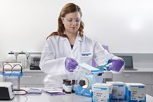 Western Blotting This image depicts a scientist performing an experiment.