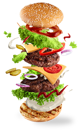 Exploding Burger Image of an exploding burger