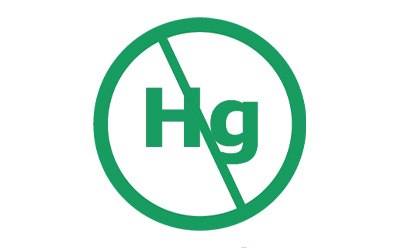 Hg-free icon representing sustainability through no mercury use Hg-free icon representing sustainability through no mercury use