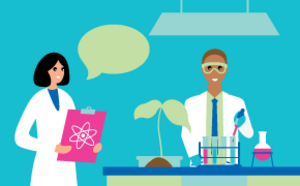 New Lab Start Up Program MilliporeSigma representative standing next to a customer working in a lab