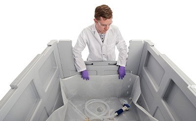 Inspection of Ultimus® film in a Mobius® Collapsible Bin Our Ultimus® film technology provides enhanced bioprocess bag strength, improved durability and leak resistance through a novel strength layer reinforced by woven nylon