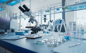 Carbohydrates research in a biochemical lab Laboratory equipment used in biochemical research of carbohydrates including monosaccharides, disaccharides, oligosaccharides, and polysaccharides.