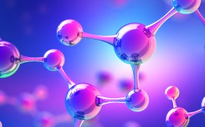 Chelating and Reducing Agents A digital illustration of a molecule model with spherical atoms connected by rods, representing bonds, against a gradient blue and purple background.