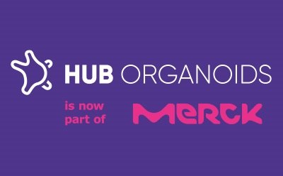 HUB Organoids is now part of {hcompany} The words 'HUB Organoids' on top with 'is now part of MilliporeSigma" on the bottom, centered.