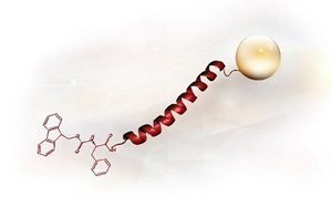 Amino Acids, Resins & Reagents for Peptide Synthesis Stylized schematic and DNA strand