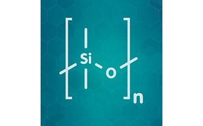 Silicone polymer structure Representative chemical structure of polysiloxane, commonly known as silicone and silicone oil