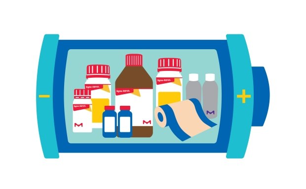 A collection of characteristic Sigma-Aldrich bottles inside the cutaway of a battery. A collection of characteristic Sigma-Aldrich bottles inside the cutaway of a battery.