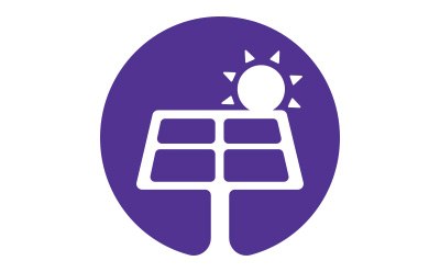Sun and solar panels icon. Sun and solar panels icon.