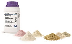 Microbial Culture Media Raw Materials Bottle with piles of microbial culture media raw materials