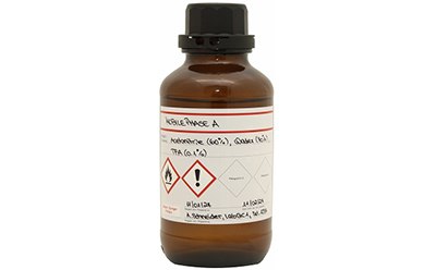 Label set bottle HPLC mobile phase mixture labelled acc. to DIN EN ISO and GLP