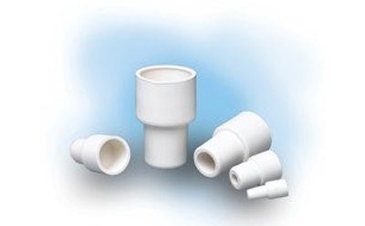 Precision Seal Septa An assortment of white Precision Seal® septa against a light blue background