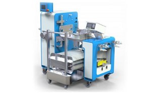 Mobius® FlexReady Solution A blue and silver industrial device for large-scale virus filtration with a digital display
