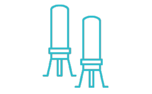 NovaSeptum® SURe Bioburden Reduction A minimalist line drawing of two chairs side by side, depicted in teal against a white background. The chairs have a simple design with straight backs and four legs each, facing the same direction.