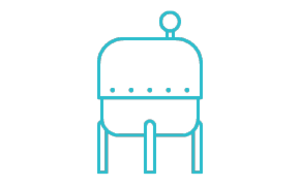 NovaSeptum® SURe Bioreactor A minimalist teal line drawing of an abstract robot against a white background. The robot has a rounded rectangular body with three horizontal dots, two straight legs, and an antenna with a small circle on top, suggesting a communication device.