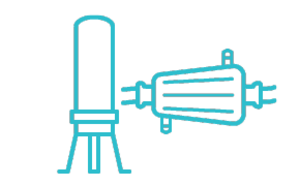 NovaSeptum® SURe Sterile Filtration A minimalist line drawing of a syringe and a vial, depicted in teal against a white background. The syringe is pointed towards the vial, as if ready to draw liquid from it