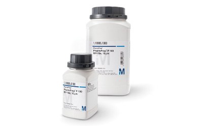 Two bottles of PharmPrep® silica sorbent used in purification of peptides and small proteins, one smaller for laboratory-scale applications and one larger for industrial-scale use, both with blue labels detailing their suitability for various separation requirements in manufacturing processes. Two bottles of PharmPrep® silica sorbent used in purification of peptides and small proteins, one smaller for laboratory-scale applications and one larger for industrial-scale use, both with blue labels detailing their suitability for various separation requirements in manufacturing processes.