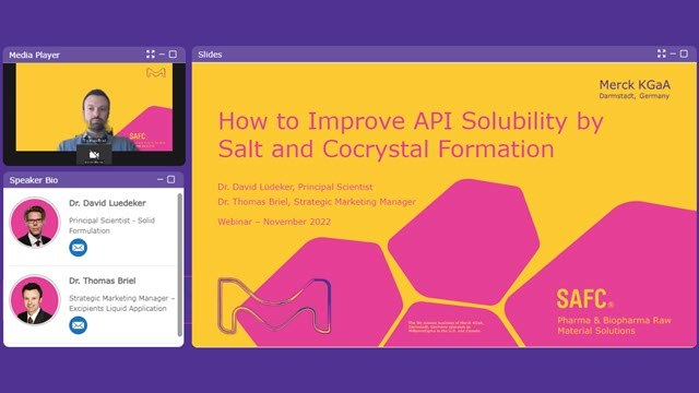 <p>Webinar: How to Improve API Solubility by Salt and Cocrystal Formation</p>
 How to improve api solubility by salt and cocrystal formation