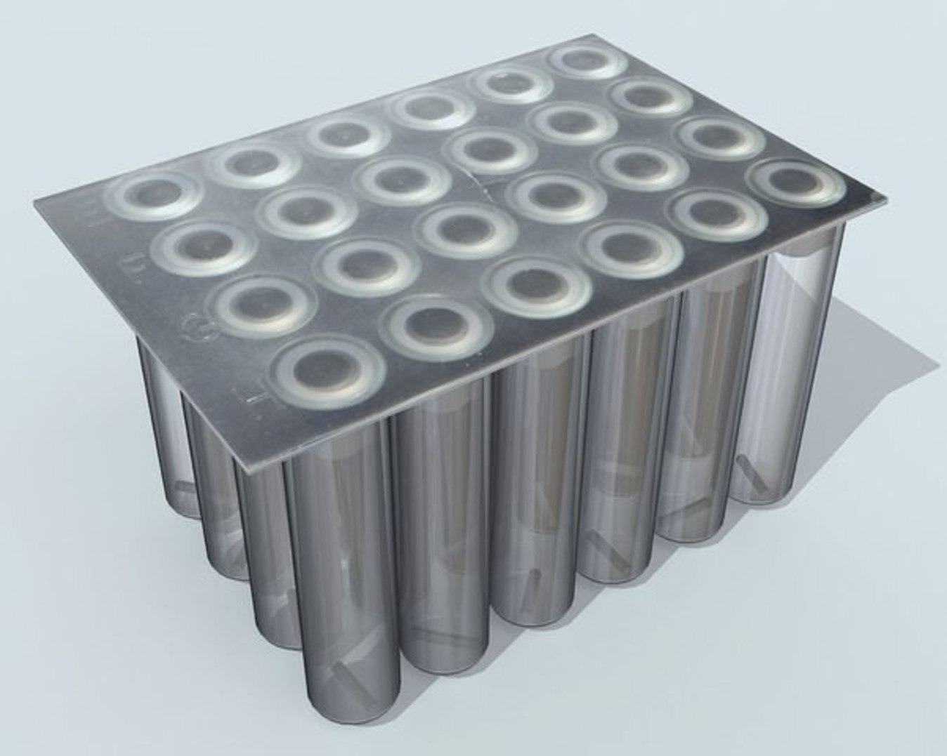 High Throughput Well Plate Gray-colored 4x6 well plate used for high throughput screening.
