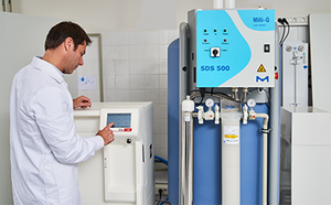 Milli-Q® High-Flow Lab Water Purification Systems Milli-Q high flow lab water purification system and storage tank