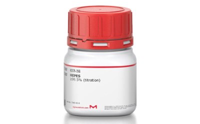 HEPES Buffer Bottle A bottle of HEPES buffer powder