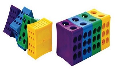 Tube Rack Tube racks in four different colors: purple, blue, green, and yellow