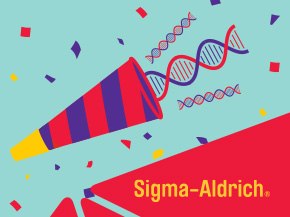 celebrates DNA Day, featuring a vibrant party horn in red, blue, and yellow, from which a stylized representation of a DNA double helix emerges. Colorful confetti in various shapes and colors surrounds the horn, adding to the festive atmosphere.