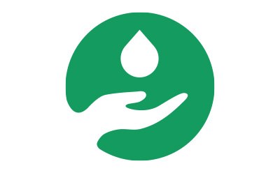 Water drop icon representing sustainability through water savings Water drop icon representing sustainability through water savings