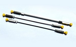 High-Performance Liquid Chromatography (HPLC) columns, which are essential components of an HPLC system used in analytical chemistry.