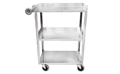 Blickman Light Duty Utility Cart Blickman's Light Duty Utility Cart which includes three solid stainless steel shelves with one push handle.