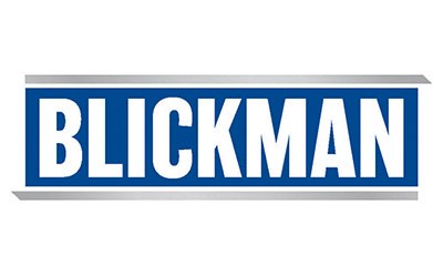 Blickman Logo Blue, white and gray logo for Blickman Industries