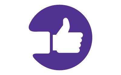 The Simple Solution An illustration of a white hand on a purple background. The hand has a thumbs up gesture.