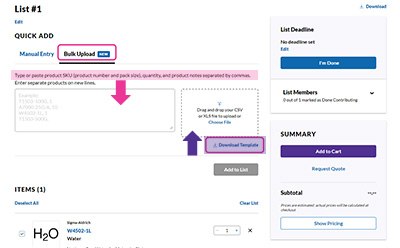 Lists bulk upload feature The new "Lists Bulk Upload" feature where you can upload items quickly and easily, instead of manually entering them.
