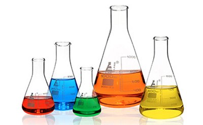 Glass Erlenmeyer Flask Set Glass Erlenmeyer Flask Set from seller Eisco Labs, set of 5 flasks: 50ml, 150ml, 250ml, 500ml & 1000ml, with Narrow Neck and White Graduations