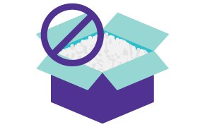 Box with packing peanuts 땅콩형 포장 충전재가 있는 상자