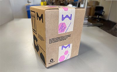 Corrugated box  representing sustainable forestry-certified packaging at Molsheim site. Corrugated box  representing sustainable forestry-certified packaging at Molsheim site.