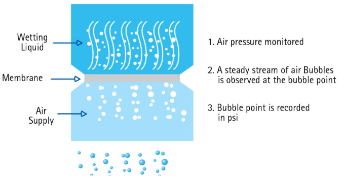 Bubble point test procedure for devices Bubble point test procedures for devices
