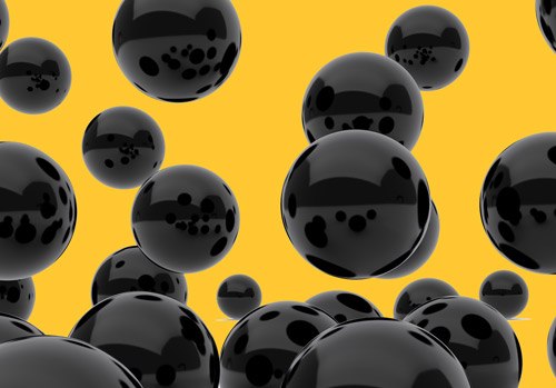 Carbon adsorbents, depicted as shiny black spheres of various sizes against a yellow background, representing the porous structure utilized in filtration and purification processes. Carbon adsorbents, depicted as shiny black spheres of various sizes against a yellow background, representing the porous structure utilized in filtration and purification processes.