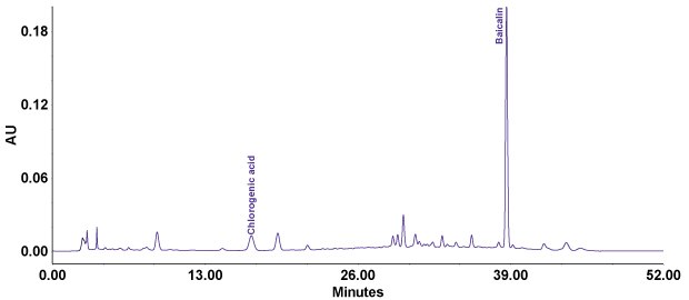 Chromatogram of compounded Lonucerae Japonicae Flos. Separation of solvent blank on Purospher® STAR RP-18e column