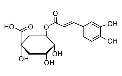 Chemical structures of chlorogenic acid. 2-D chemical structures (bond line structure) of chlorogenic acid used to measure analytes in compounded Lonucerae Japonicae Flos with Purospher® STAR RP-18e