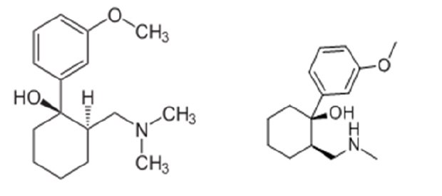 Molecular structures of tramadol and N-desmethyl-tramadol Structural formula of tramadol and N-desmethyl-tramadol