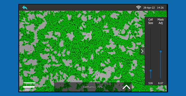 Cell masking on the DCI Cell mask settings shown on the Millicell® DCI.