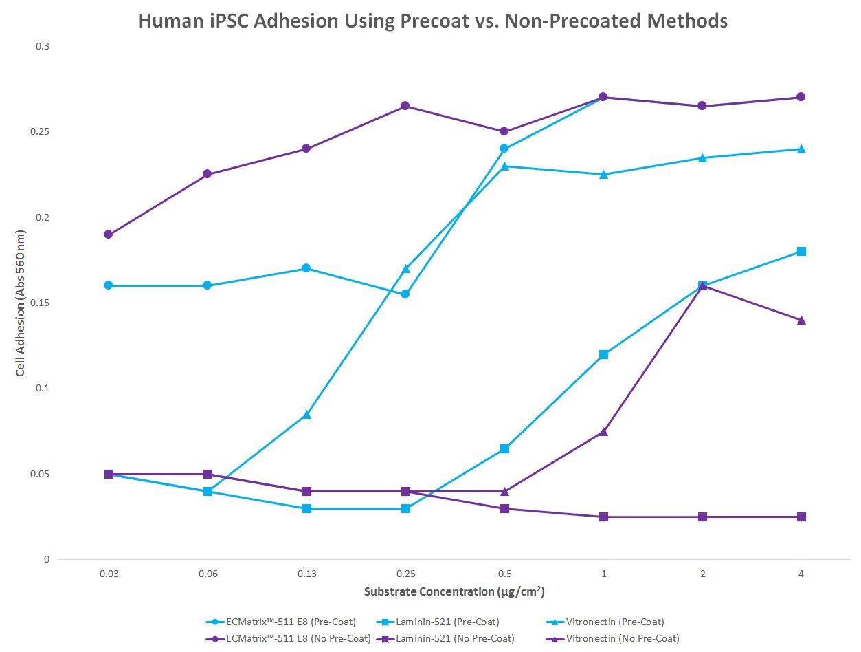 Human iPSC Adhesion Using Precoat vs. Non-Precoated Methods Human iPSC Adhesion Using Precoat vs. Non-Precoated Methods