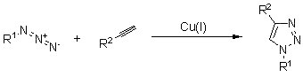Azide click chemistry sch one Huisgen 1,3-dipolar cycloaddition of alkynes to azides to form 1,4-disubsituted-1,2,3-triazoles