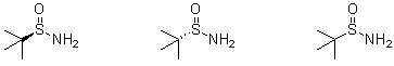 sulfinamide_1 A diagram showing three molecular structures, each featuring a sulfur atom (S) bonded to an amine group (NH2) and a carbonyl group (O). The structures vary in their connectivity, illustrating different configurations of the same functional groups.