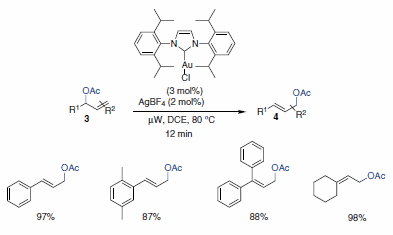 N-Heterocyclic Carbenes Rearrangement of Allylic Acetates